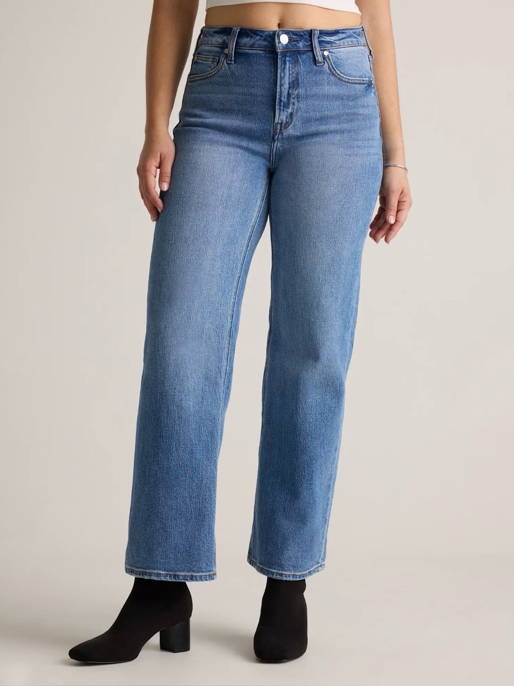 Quince Bella Stretch Relaxed Straight Jeans | Atlantic Blue, size 29P - Picture 3 of 7